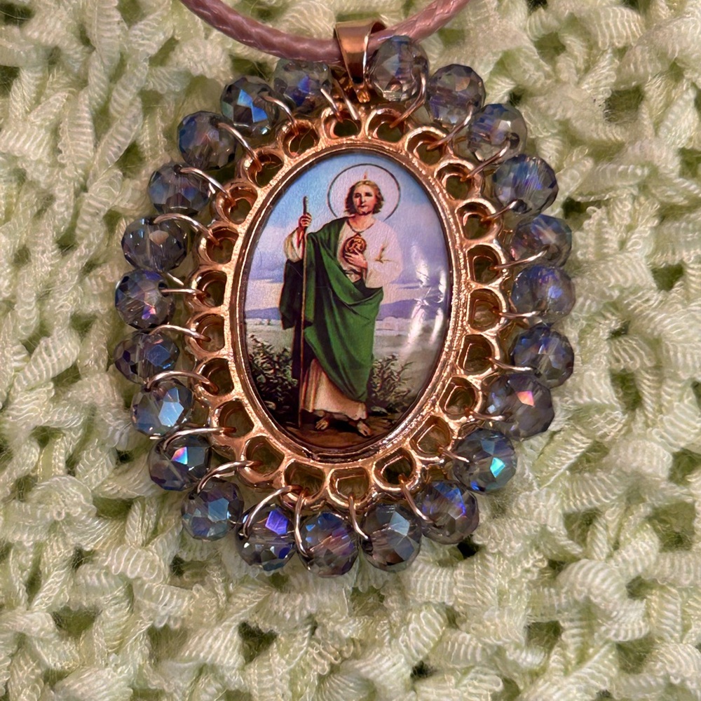 St. Jude Necklace with leather-strand only